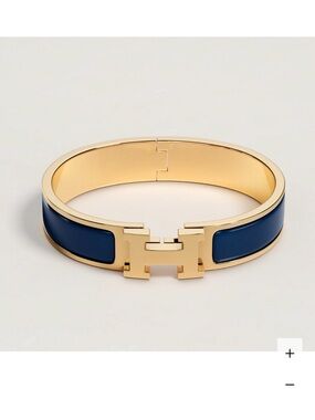 Hermes Gold and Navy Enamel Clic H Bracelet